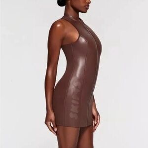 NWT Skims Mock Neck Rubberized Scuba Swim Tank Dress Sz XL cocoa